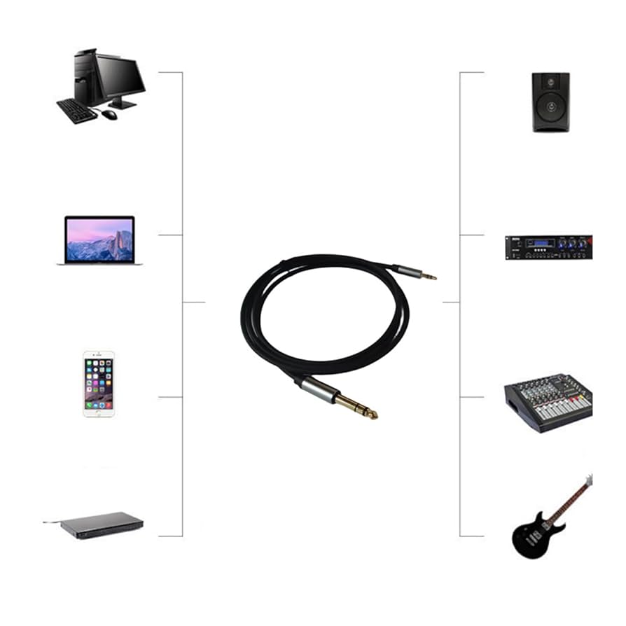 ZSYTF 6.35mm 3.5mm Cable Male To Male For Electric Guitar