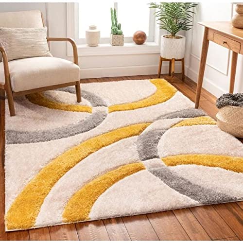 Image of Shaggy Super Soft Carpet for Home & Living Room Size - 9 X 12 Ft (Yellow Ivory3)