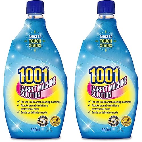 1001 Carpet Machine Solution, Perfect For Large and High Traffic Areas, Gentle On Upholstery and Carpets, 500 ml (Pack of 2)
