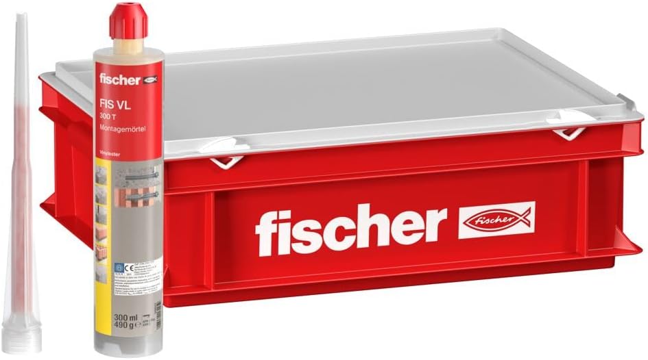fischer 558724 300 T Tradesman's Case for Standard Applications in Solid/Perforated Brickwork and Cracked Concrete 10 x FIS VL Installation Mortar and 20 x Static Mixer 300 ml, Grey