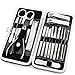 Manicure Set, 18 In 1 Stainless Steel Professional Pedicure Kit Nail Scissors Grooming Kit with Portable Leather Travel Case, Gifts for Women Men (Black + Red)