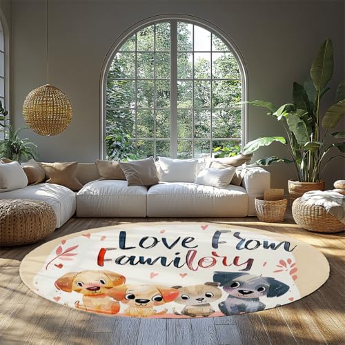 Tapis lavable boho chiens mignons 200cm doux à poils ras anti-taches - 3