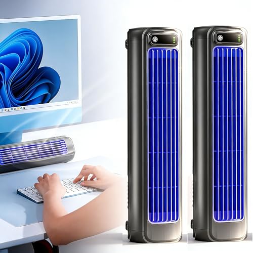 2026 New Summer Cooling Ace Portable Air conditioner Rapid Cooling Fan with 3 Speeds & LED Touch Screen USB Charging Tower Fan for Bedroom Office Home (Grey*2)