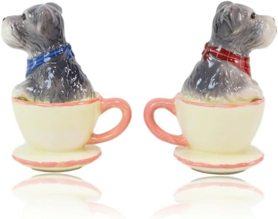 Schnauzer Puppy Love 3 inch Ceramic Stoneware Salt and Pepper Shaker Set