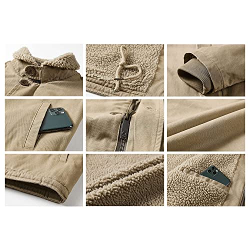 Jaqueta Sherpa Masculina Lã De Lã De Inverno Casaco De Carga De Inverno