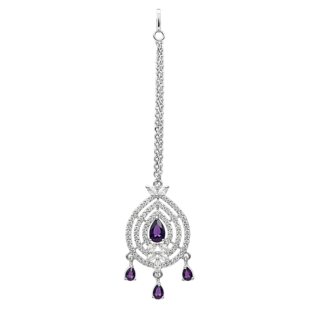 Rhodium Plated American Diamond Maang Tikka for Women & Girls | CZ Studded Bridal Matha Patti | Small Traditional Forehead... - Review, Price and Buying Guide