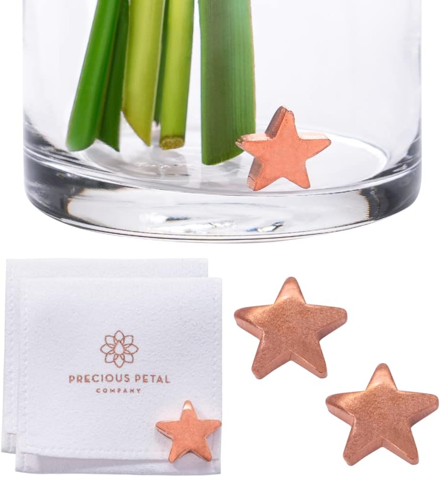 Fresh Cut Flower Food for Fresh Cut Flowers Alternative. Flower Vase Copper Charm Keeps Flower Water Clean and Clear. No More Flower Food Packets