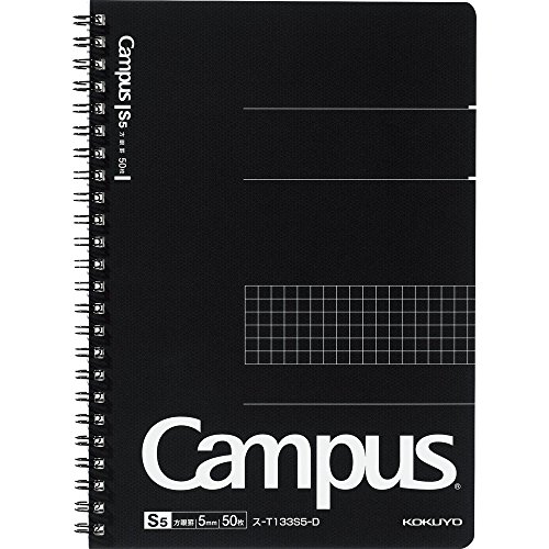 A5サイズ 黒いノート 100ページ ソフトリングノートぺノット5㎜方眼A5変形70枚黒 | コクヨ