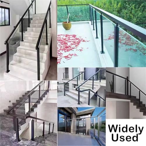 Adjustable 32in Heavy Duty Stainless Steel Stair Baluster Posts for Indoor & Outdoor Railings, Durable Stair Railing Columns, Fence Support (B-Edge)