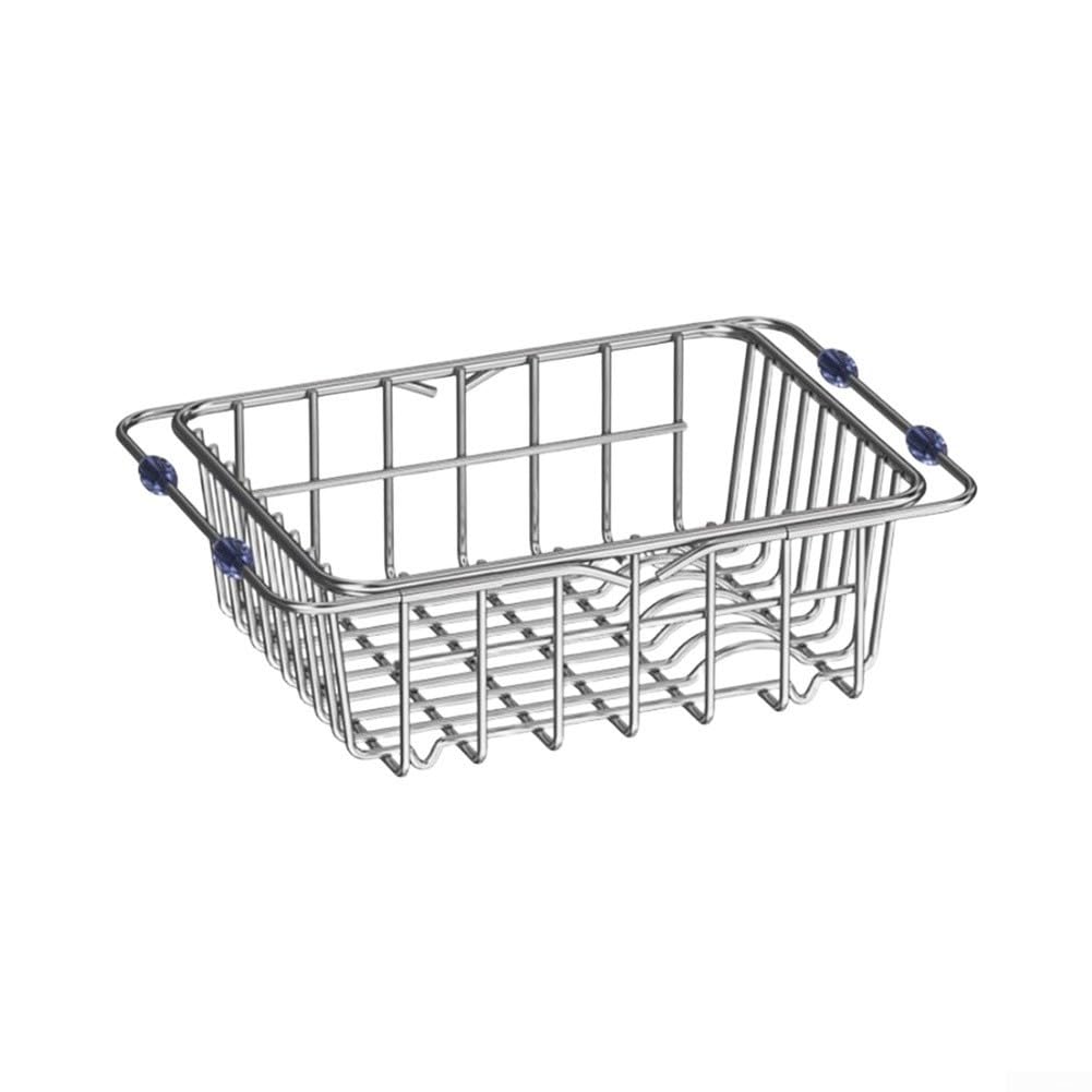 Escurridor de platos ajustable sobre el fregadero, escurridor de acero inoxidable con soporte para cubiertos para cocinas pequeñas, 38-57 cm (34,5 x 25 x 11 cm)