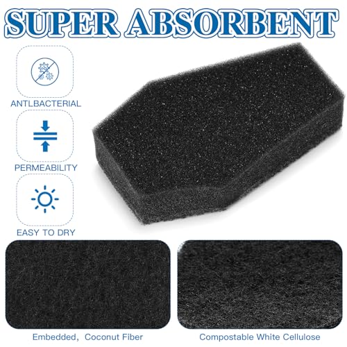 Image of Tioncy 12 Pack Gothic Kitchen Decor Bulk Dual Sided Scrubber Gothic Sponges Dishwashing Non Scratch Coffin Kitchen Accessories Dish Scouring, Black
