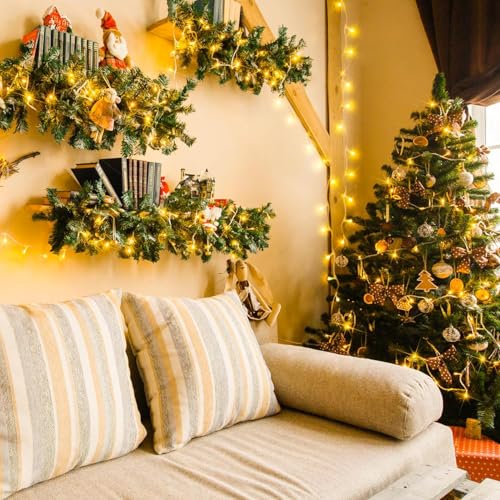 Image of LED Fairy String Lights 12 Meter Yellow Copper Wire | Waterproof & Energy Saving Decorative Lights for Diwali, Home, Bedroom, Wedding, Balcony & Garden (Pack of 1)