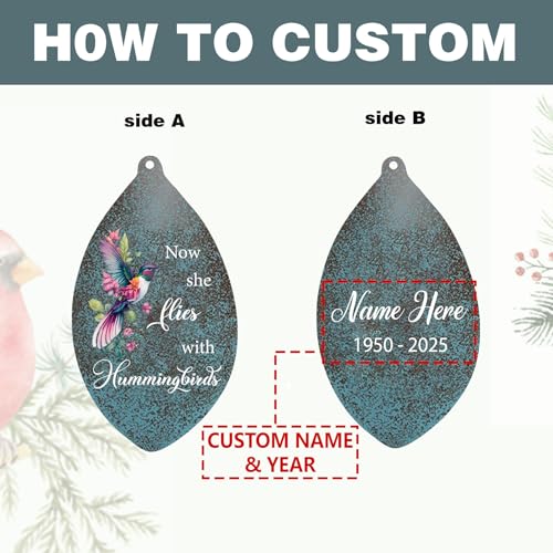 Image of ASTARIN Personalized Memorial Wind Chimes, 35 inch Deep Tone Hummingbird Wind Chimes Memorial Gifts for Loss Mom Dad, Sympathy Windchime in Loving Memory of Loss Loved One(Produced in Texas)