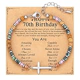 TONY & SANDY 70th Birthday Gifts for Women, Christian Cross Bracelet Jewelry, 70th Birthday Decorations for Her, Unique 70 Year Old Bday Gifts for Women, Friend, Mom, Wife, Sister, Grandma