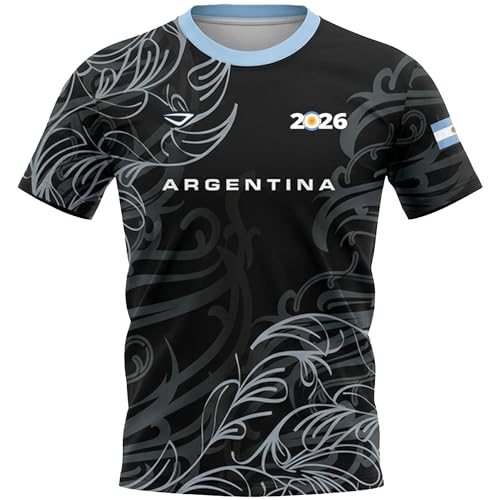 3N2 Argentina Fan Shirt Breathable Lightweight Soccer Supporter Tee for Game Day Training & Casual Wear (Unisex) - Small