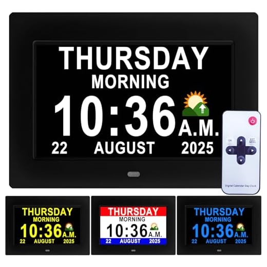 Digital Alarm Clock with 16 Alarms, Remote Control, 4 Text Colors, Custom Alarms, Day Date Calendar Clock
