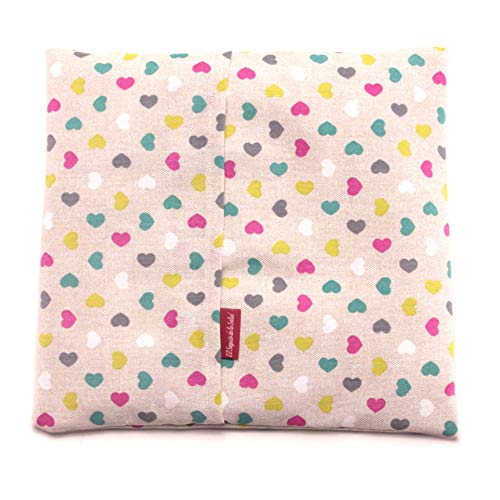 El Saquito de la Salud Saco Térmico de Semillas para microondas Aroma Lavanda, Azahar o Romero para aplicar Calor seco Natural con funda lavable Corazones (Sin Aroma, L (28 x 26 x 2 CM con Funda))