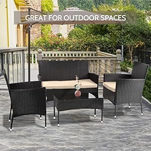 FDW Patio Furniture Set 4 Pieces Outdoor Rattan Chair Wicker Sofa Garden Conversation Bistro Sets for Yard,Pool or Backyard FDW Patio Furniture Set 4 Pieces Outdoor Rattan Chair Wicker Sofa Garden Conversation Bistro Sets for YardPool or Backyard