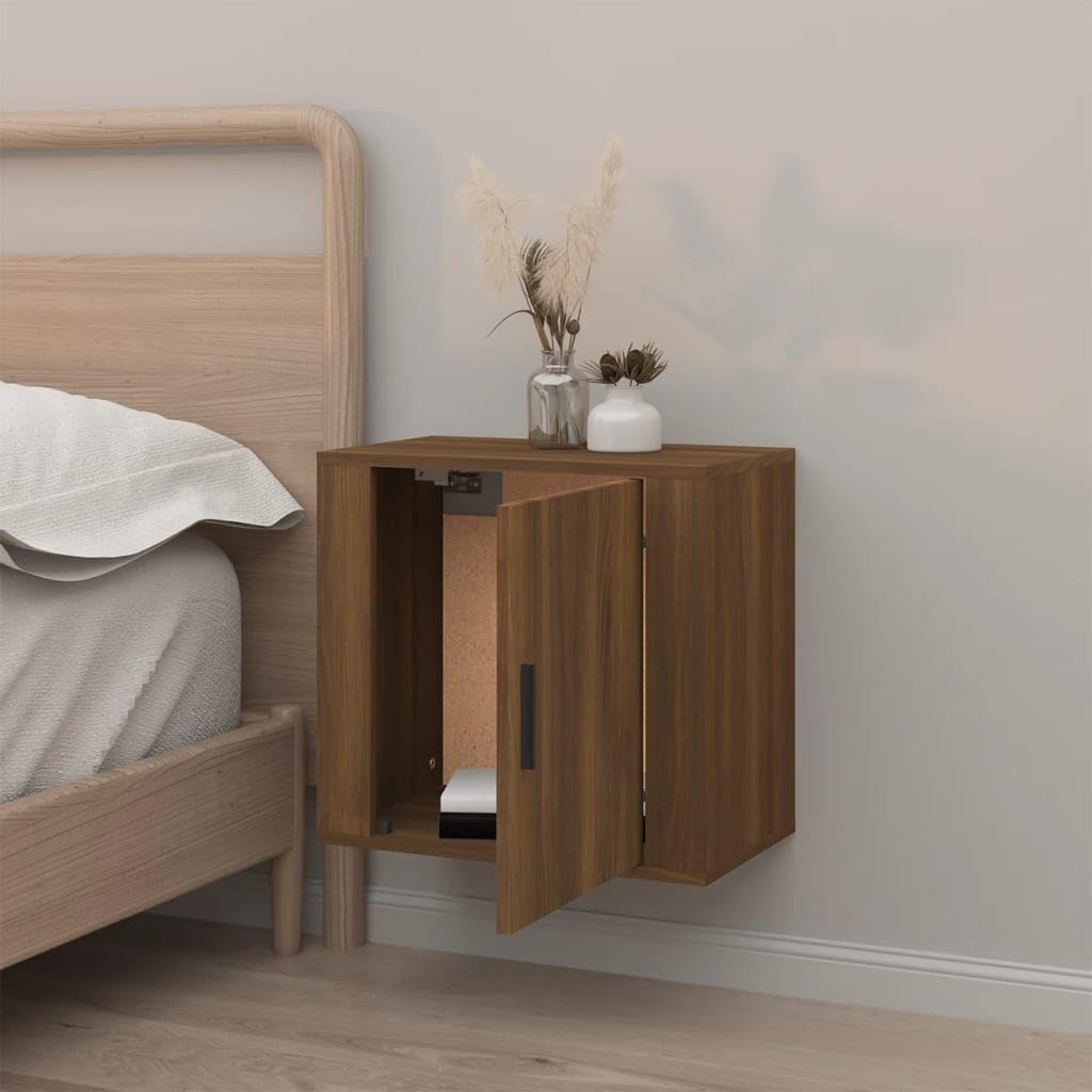 Mesita de Noche Flotante, Material Madera Contrachapada, Diseño Compacto con Almacenamiento, Mesa Auxiliar Sofá, Mesillas de Noche Dormitorio, Color Roble Marrón, 50x30x47 cm