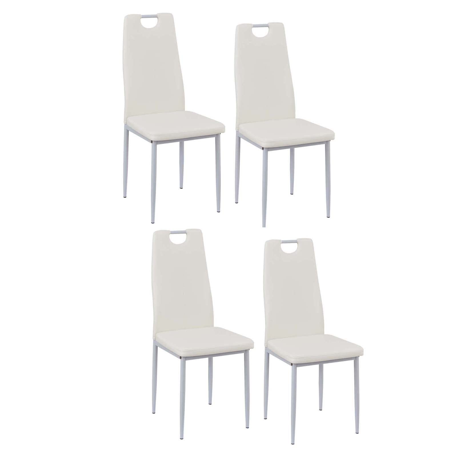 buybyroom Sillas de Comedor Juego de 4 Sillas de Cocina con Respaldo, Tapizado Silla de Salón Dormitorio, Blanco