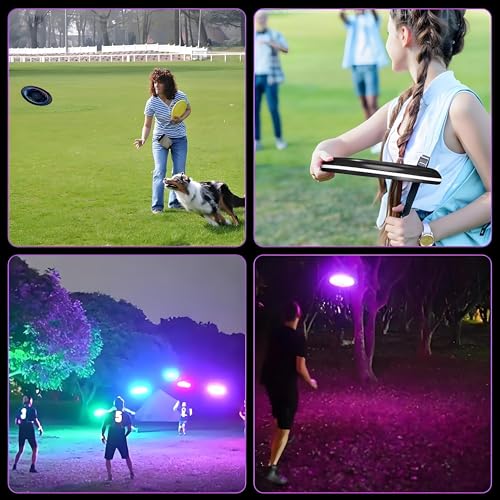Begonia Leuchtend Frisbee Scheibe, Ultimate Flying Disc Spielzeug mit 42 LED-Lichter, Farben Frisbee Flugscheibe Geschenk für Kinder Erwachsene Spaßsport Freien(Zwei integrierte CR2016 Knopfzellen)