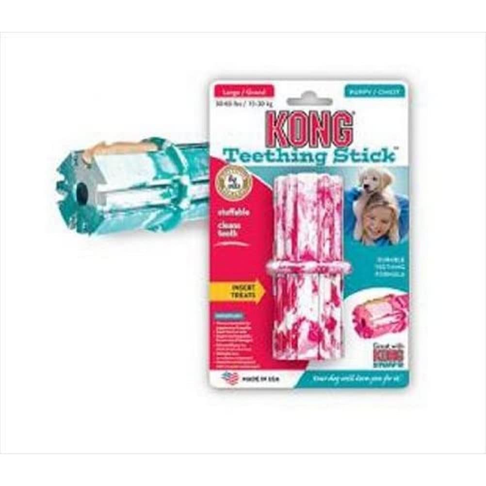 KONG JU03107 Stick Dental Cachorros Grande, Azul/Rosa, Large