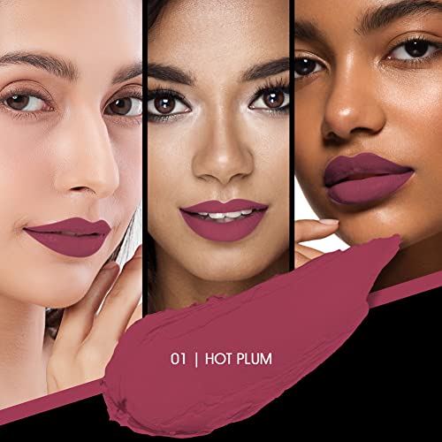 Image of Colors Queen Kiss Lips Matte Lipstick | Smudge Proof & Non Transfer | Creamy Matte Long Stay Lipstick for Women (01 - Hot Plum)
