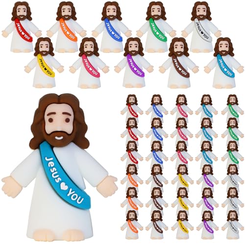 Bamamon 30 Pcs Little Jesus Figures, Mini Jesus Figurines in