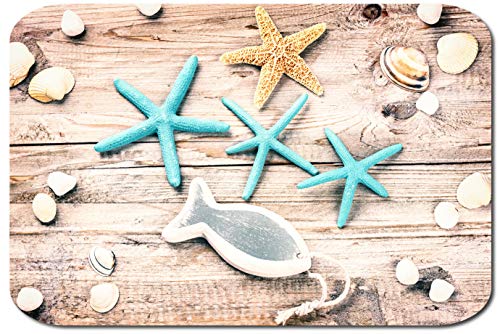 Papillon Impreso Alfombra de Baño Antislip Backing, Poliéster, Estrella de Mar Azul, 60x40cm
