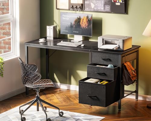 AODK デスク 机 pcデスク引き出し3杯付き 幅120cm ゲーミングデスク パソコンデスク computer desk 左右入れ替え対応 ゲーム オフィス 省スペース 在宅ワーク 組立簡単 ブラック