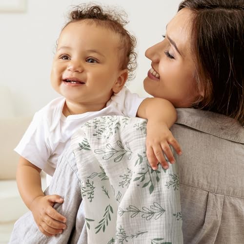 Muslin Swaddle Blankets for Newborn, 3 Pack Breathable Soft Receiving Blanket, Large 38 x 40 inches Swaddle Wrap Burping Clothes, Essentials Infant Shower Items, Toddler Gift (Bright Colors) - 1