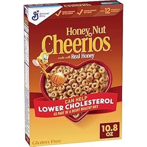 Cheerios Honey Nut Cheerios Heart Healthy Breakfast Cereal, Gluten Free Cereal With Whole Grain Oats, 10.8oz