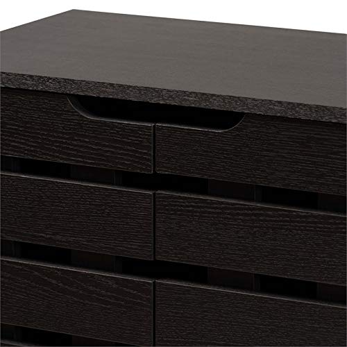 Baxton Studio Ernest Modern And Contemporary Dark Brown Finished Wood 2-Door Shoe Storage Cabinet #TOP4