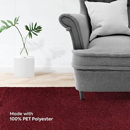 Ambiant Pet Friendly Solid Color Area Rugs Burgundy - 1.5' x 2.25' (18''x27'') Rectangle Mat, Indoor, Perfect for Living Room, Bedroom, Dining Room, Entryway, Doorway, Pet & Kids Friendly Rug - 4