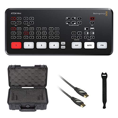 Blackmagic Design ATEM Mini HDMI Livestream Switcher with SKB iSeries Case, HDMI Cable & 10-Pack Straps