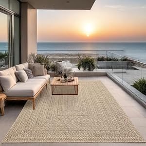 the carpet Kansas - robuster In- und Outdoor Teppich im natürlichen Jute-Look, wetterfest, geeignet für Terrasse und Garten, ca. 60 x 90 cm