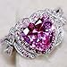 925 Sterling Silver Heart Crystal Ring for Women, Fashion Cubic Zirconia Heart Birthstone Ring, CZ Diamond Bridal Halo Engagement Wedding Pink Crystal Jewelry Gift Jewelry-Making-Patterns 8