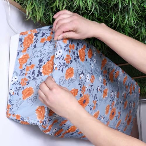 Image of AC Cover for Indoor & Outdoor Unit | Waterproof, Dustproof, All-Weather Protection Against Dust, Rain & Sun (Split AC Cover Printed BlueFloral, Upto 1.5 Ton)
