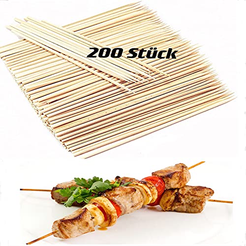 Jaesy Lee Schaschlikspieße Holz BBQ Holzspieße 30cm Marshmallows Lagerfeuerspieße 200PCS Grillspieße Holz Premium Bambus Grillspieße Für Grillen Currywurst Durchmesser 3mm Cover