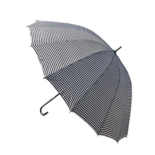 ANWUYANG San 16-Knochen Houndstooth Literary Dame Langstieligen Regenschirm, Wind- Und Verstärkter Regenschirm, Anti-UV-japanischer Art-Regenschirm (Color : Black Leather) Cover