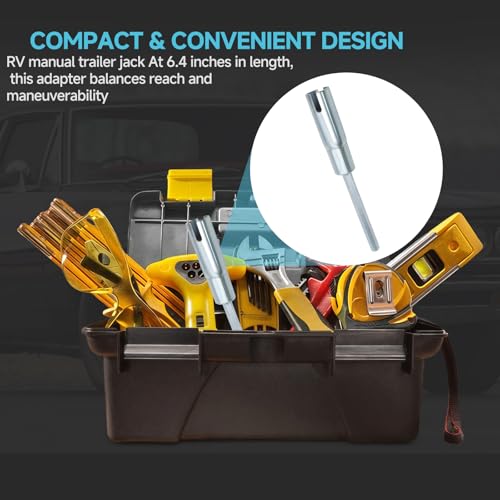 Image of RV Slotted Jack Drill Adapter Scissor Jack Drill Attachment | Suitable for 3 /8 inch Power Drill Heavy-Duty Trailer Leveling Tool Eliminate Manual Cranking