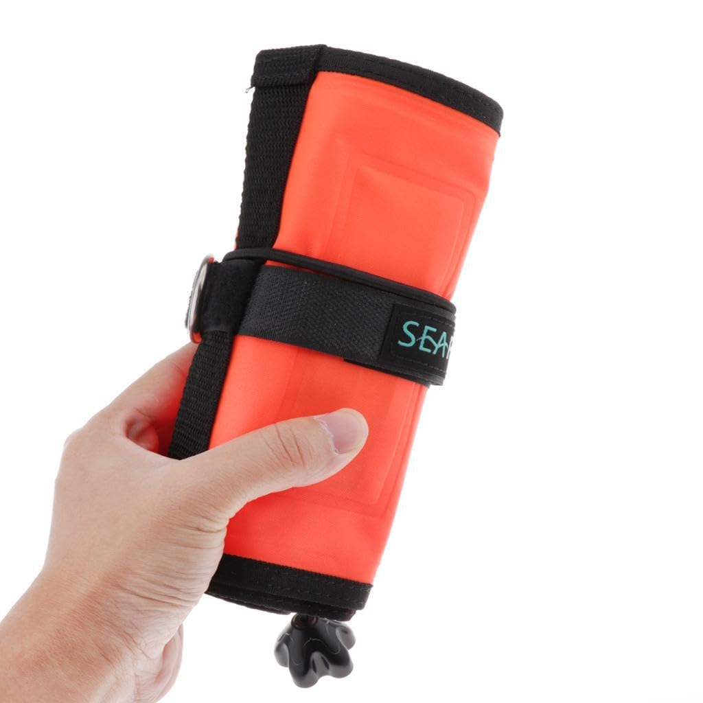 Flotador de señalización de Buceo Duradero y de Visibilidad para | seguridad en mar abierto. Incluye anillo en D de acero inoxidable 316 en la parte inferior, tubo de señalización de buceo e