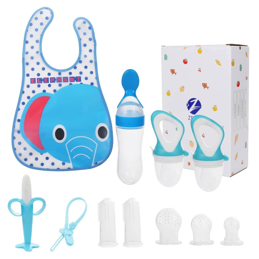 ZENOBaby Food Feeder, set of 11 different size of Fruit Feeder Pacifier BPA  Free Infant Teething Toy Including Baby Food Dispensing and Baby Finger