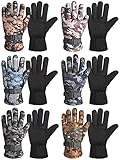 Bencailor 6 Pairs Kids Snow Gloves Camouflage Warm Youth Ski Mittens Kids Windproof Waterproof Winter Skiing Snowboarding Gloves for 8-15 Years Boys and Girls Outdoor Sports