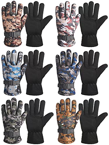 Bencailor 6 Pairs Kids Snow Gloves Camouflage Warm Youth Ski Gloves Windproof Waterproof Gloves Snowboard Kids Winter Gloves Skiing Snowboarding Gloves For 8-15 Years Boys And Girls Outdoor Sports #TOP14
