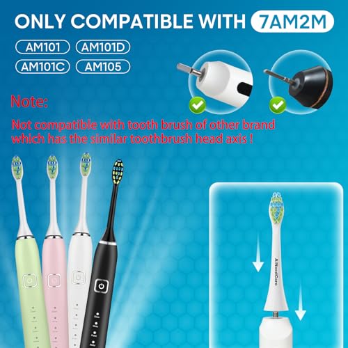 12-Pack Replacement Toothbrush Heads for 7AM2M AM101/AM105/AM110 Electric Toothbrushes, Soft Bristles