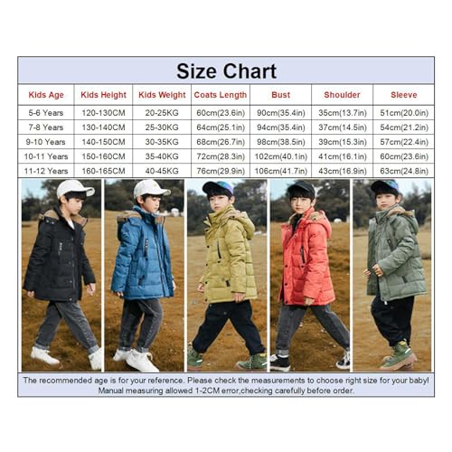 Boys' Winter Down Coat Hooded Jacket Heavyweight Puffer Windbreaker Outerwear for 5-12 Years4