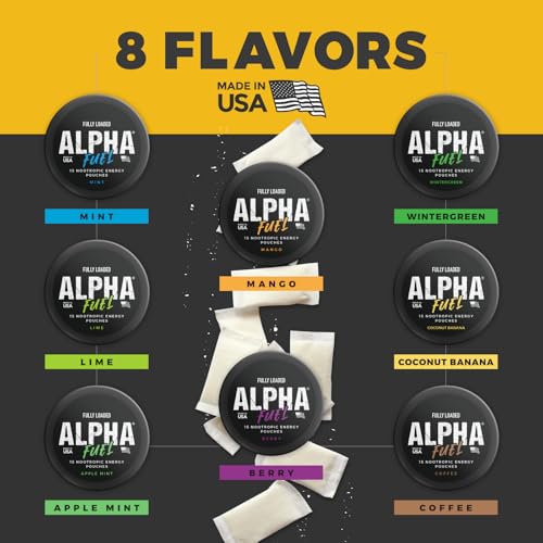 Image of Fully Loaded Alpha Fuel Nootropic Pouches (Apple Mint Fuel) - Nootropic Energy Pouches with Caffeine, Alpha GPC, Tyrosine, Taurine, Guarana and More