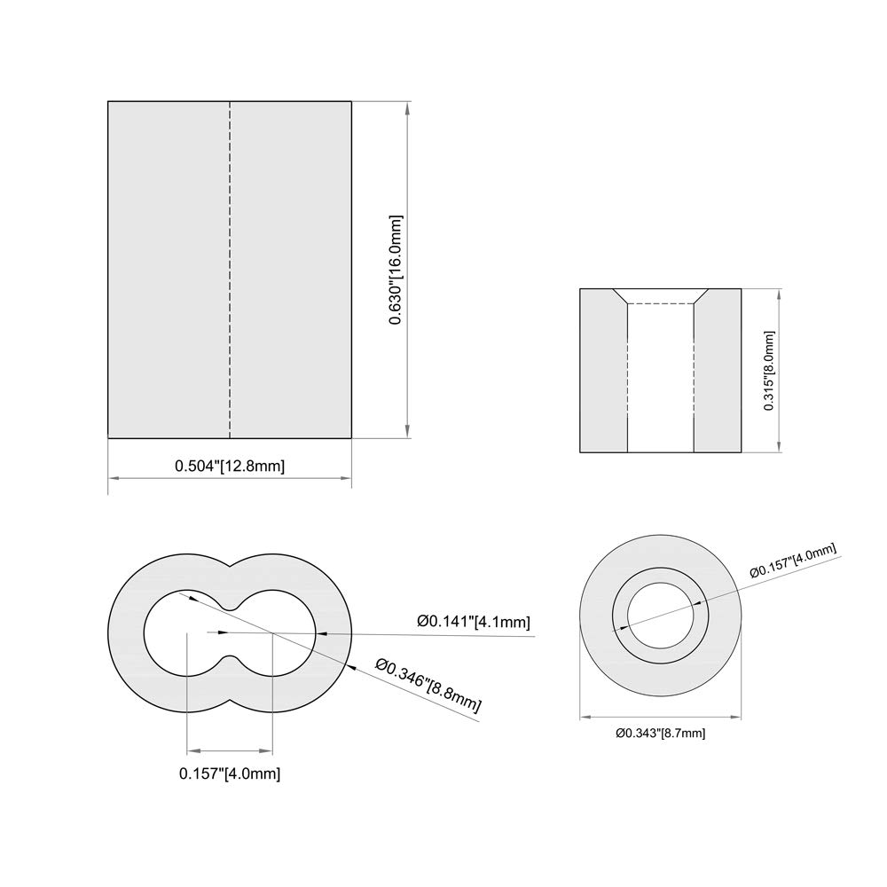 Home Master Hardware 1/8" Aluminio doble barril Ferrule Crimping Loop manga y Crimping Stop manga 200 piezas