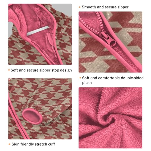 GuoChe Houndstooth Buffalo Plaid Tartan Check Red Toddler Fleece Jacket With Hood3